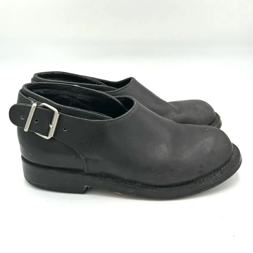 NANA Vintage Late 80s Early 90s Black Leather Single Buckle Shoes Size UK 4 US 6
